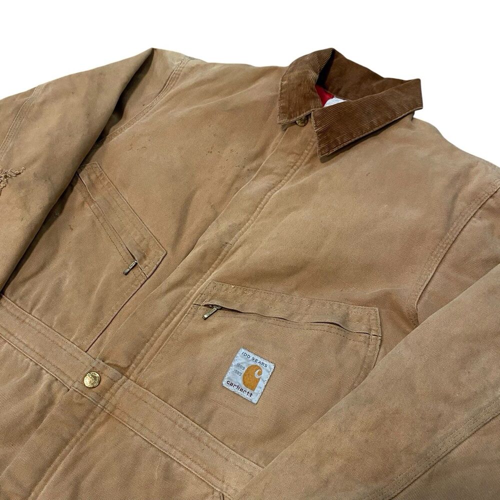 Vintage Carhartt Coveralls Men’s 42 R Brown Duck Quilt Lined USA 100 Year 1989